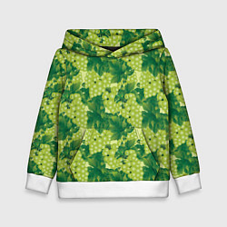 Толстовка-худи детская Виноградный цветной паттерн, цвет: 3D-белый