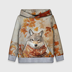 Толстовка-худи детская Осенний волк, цвет: 3D-меланж