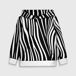 Толстовка-худи детская Полоски зебры, цвет: 3D-белый