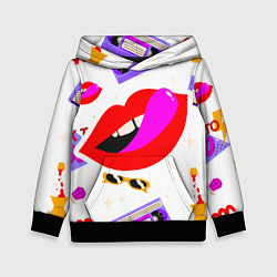 Толстовка-худи детская Вечеринка 90-х: Яркие символы эпохи, цвет: 3D-черный