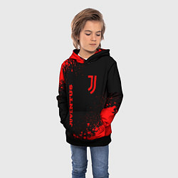 Толстовка-худи детская Juventus - red gradient вертикально, цвет: 3D-черный — фото 2