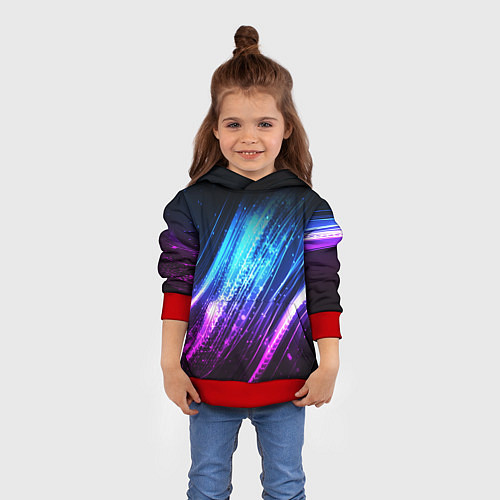 Детская толстовка Неоновые звёзды текстура / 3D-Красный – фото 4
