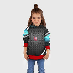 Толстовка-худи детская Россия герб карбон, цвет: 3D-красный — фото 2