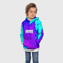 Толстовка-худи детская Fortnite neon game, цвет: 3D-белый — фото 2