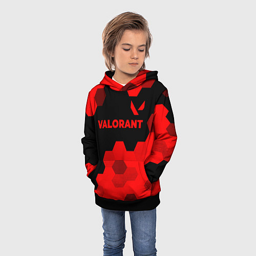 Детская толстовка Valorant - red gradient посередине / 3D-Черный – фото 3