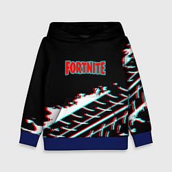 Толстовка-худи детская Fortnite краски глитч, цвет: 3D-синий