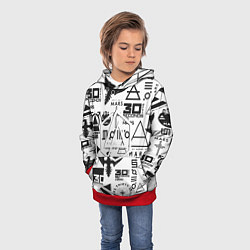 Толстовка-худи детская Linkin park pattern 30 second to mars, цвет: 3D-красный — фото 2