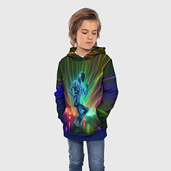 Толстовка-худи детская Neon cyber dance - ai art fantasy, цвет: 3D-синий — фото 2