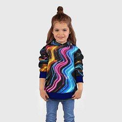 Толстовка-худи детская Неоновые полосы - нейроарт, цвет: 3D-синий — фото 2