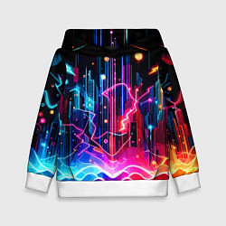 Толстовка-худи детская Neon fantasy - ai art, цвет: 3D-белый