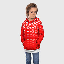 Толстовка-худи детская Геометрический градиент - красно-белый, цвет: 3D-белый — фото 2