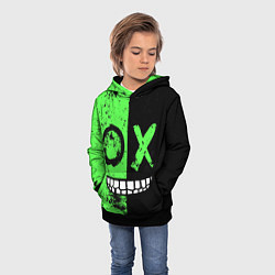 Толстовка-худи детская Кислотный злобный смайлик, цвет: 3D-черный — фото 2