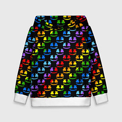 Толстовка-худи детская Marshmello pattern neon, цвет: 3D-белый