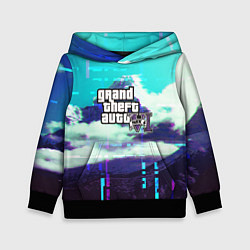 Толстовка-худи детская GTA6 glitch pattern, цвет: 3D-черный