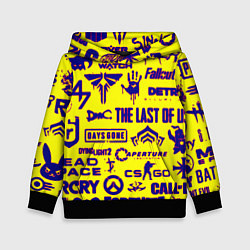 Детская толстовка Логотипы игр на жёлтом