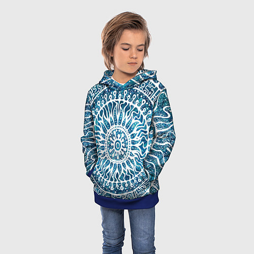 Детская толстовка Зимний шаманский бубен / 3D-Синий – фото 3