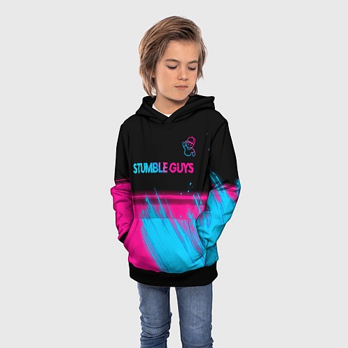 Детская толстовка Stumble Guys - neon gradient посередине / 3D-Черный – фото 3