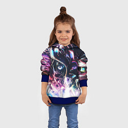 Толстовка-худи детская Фрактальный узор текстура, цвет: 3D-синий — фото 2