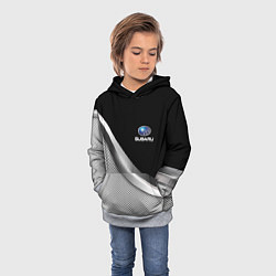 Толстовка-худи детская Subaru metal steel, цвет: 3D-меланж — фото 2