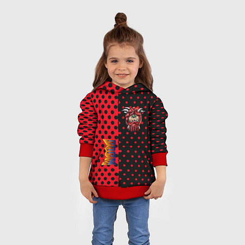 Детская толстовка Doom pattern steell / 3D-Красный – фото 4