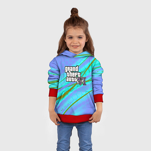 Детская толстовка GTA 6 неоновые соты геометрия / 3D-Красный – фото 4