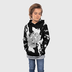 Толстовка-худи детская Серый огонь герб, цвет: 3D-меланж — фото 2