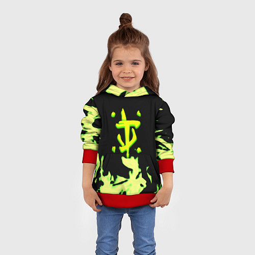 Детская толстовка Doom кислотное лого огонь / 3D-Красный – фото 4