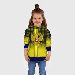 Толстовка-худи детская Герб РФ лого текстура, цвет: 3D-синий — фото 2