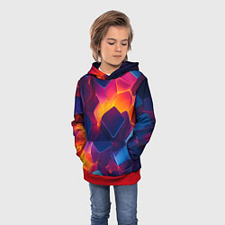 Толстовка-худи детская Неоновая геометрическая текстура, цвет: 3D-красный — фото 2