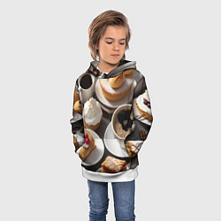 Толстовка-худи детская Кофе и пирожные, цвет: 3D-белый — фото 2