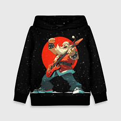 Толстовка-худи детская Рокер Дед Мороз, цвет: 3D-черный