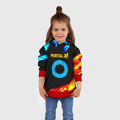 Детская толстовка Portal лёд и пламя / 3D-Красный – фото 4