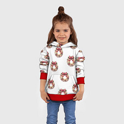 Толстовка-худи детская Много новогодних пончиков с бантиком и ягодами, цвет: 3D-красный — фото 2