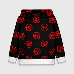 Толстовка-худи детская Twenty one pilots rose pattern, цвет: 3D-белый