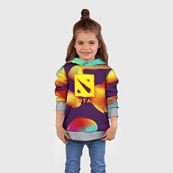 Толстовка-худи детская Dota 2 неоновая абстракция, цвет: 3D-меланж — фото 2