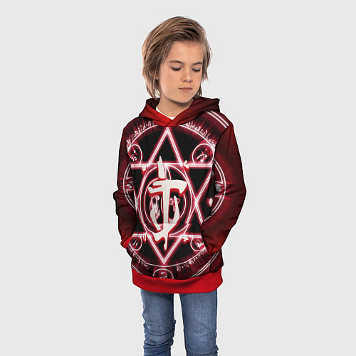 Детская толстовка Doom logo / 3D-Красный – фото 3