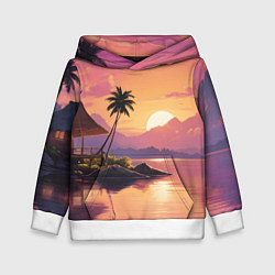 Детская толстовка Домик на берегу закат