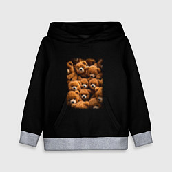 Толстовка-худи детская Куча меховых игрушечных медведей, цвет: 3D-меланж