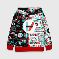 Толстовка-худи детская Twenty one pilots glitch pattern, цвет: 3D-красный