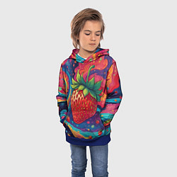 Толстовка-худи детская Психоделика клубничка, цвет: 3D-синий — фото 2