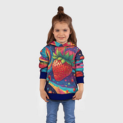 Толстовка-худи детская Психоделика клубничка, цвет: 3D-синий — фото 2
