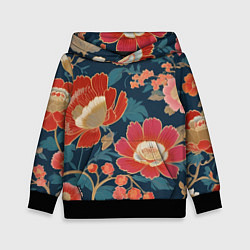 Детская толстовка Искусство алые цветы