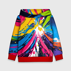 Толстовка-худи детская Красочная абстракция - экспрессионизм, цвет: 3D-красный