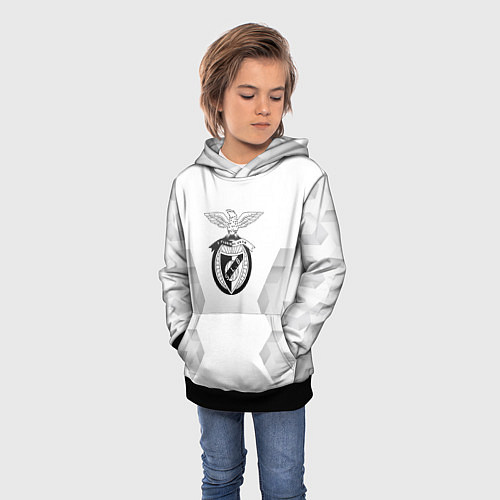 Детская толстовка Benfica white poly / 3D-Черный – фото 3