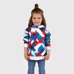 Толстовка-худи детская Сине бело красная абстракция, цвет: 3D-белый — фото 2
