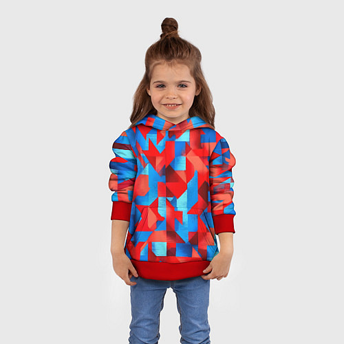 Детская толстовка Сине красная абстракция / 3D-Красный – фото 4