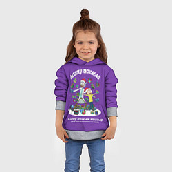 Толстовка-худи детская Рик и Морти Новый год подарки Merry Christmas, цвет: 3D-меланж — фото 2