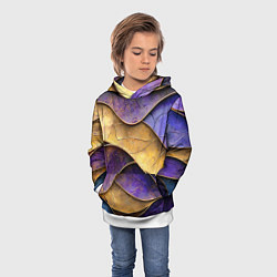 Толстовка-худи детская Фиолетовые и золотые волны, цвет: 3D-белый — фото 2