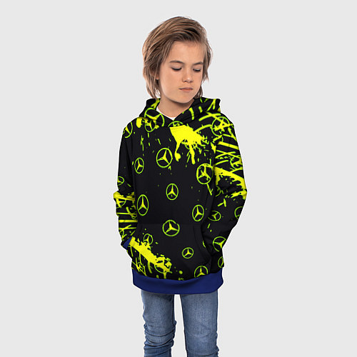 Детская толстовка Mercedes кислотные логотипы / 3D-Синий – фото 3