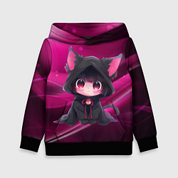 Толстовка-худи детская Куроми - милый котёнок в капюшоне, цвет: 3D-черный